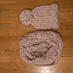 A.N.A. BRAND WOMEN'S PINK HAT & MATCHING INFINITY SCARF ONE SIZE FITS MOST
